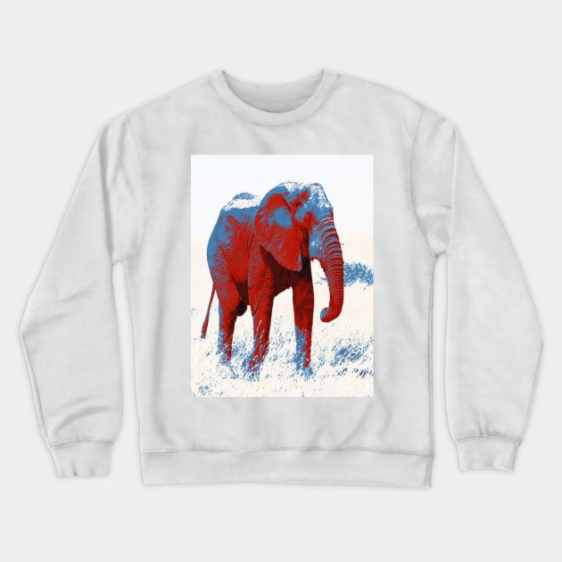 African Elephant Shirt | Pop Art Red and Blue Elephant design Crewneck Sweatshirt by DesignsbyZazz